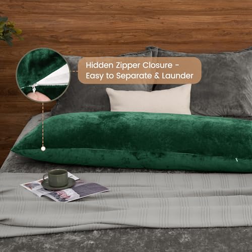 PHF Truly Velvet Body Pillowcase 20" x 54", Emerald Green, No Insert - color: Emerald Green, size: 54" x 20" (Pack of 1)