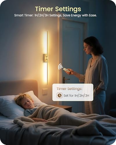 38.6" Wireless Battery Operated Wall Sconces Set of Two,Rechargeable Lamp with Remote, DIY Rotation, 10000mAh Battery, Touch Dimmable Lights for Living Room Hallway Bedroom, Gold D08YBP205 - color: Gold, size: 38.6 Inches