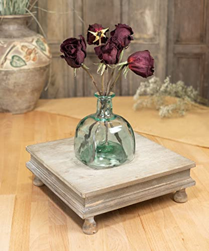 Red Co. 12” x 12” Decorative Square Tabletop Wooden Display Tray Riser in Whitewash Finish