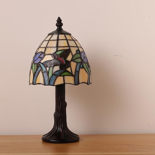 Small Tiffany Table Lamp,3 Color Temperature Hummingbird Stained Glass Table Lamps for Living Room, Dining Room,Bedroom Bedside Nightstand Night Light,W/LED Bulb,6X6X13Inch - color: Hummingbird 6X6X13Inch