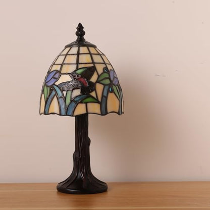 Small Tiffany Table Lamp,3 Color Temperature Hummingbird Stained Glass Table Lamps for Living Room, Dining Room,Bedroom Bedside Nightstand Night Light,W/LED Bulb,6X6X13Inch - color: Hummingbird 6X6X13Inch