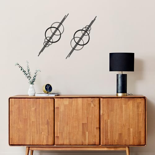 YATEASLU Abstract Line Art Wall Decor, Minimalist Circle Metal for Office
