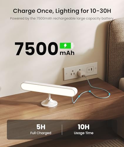 Rechargeable Battery Operated Wall Sconces 7500mAh, Wall Lights for Bedroom - color: White-1P
