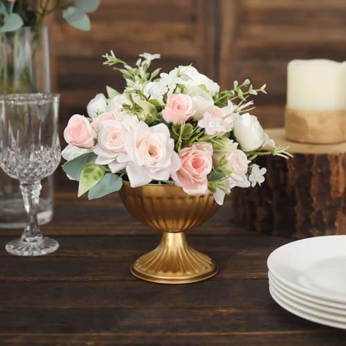Efavormart 2 Pack | 4" Gold Metal Ribbed Bowl Style Flower Table Vase, Antique Indoor Outdoor Planter Pot - color: Type4