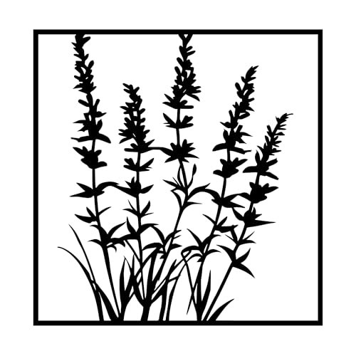Metal Wall Decor | 17'' x 17'' x 0.05'' Lavender Art Themed Wall Decorations | Handmade Indoor and Outdoor Wall Art (17'' x 17'', Lavender, Black) - size: 17'' x 17'', style: Lavender