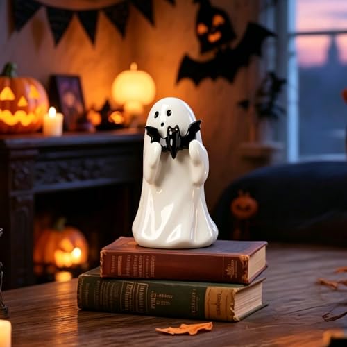 Halloween Ghost Figurine with Holding Bat Ghost Statue - color: Styl 4