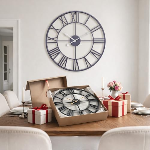 16 Inch Slate Gray Roman Numerals Wall Clocks for Living Room - color: Slate Gray, size: 16 Inch