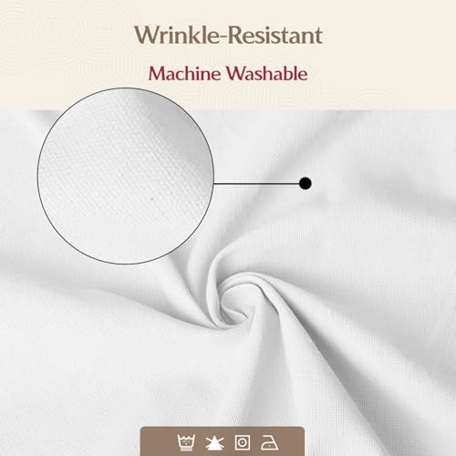 Mayfair Linen 3 Ply White Linen Curtains 72 Inch Length 2 Panels Set - Bedroom Living Room Curtains 72 Inches Long, Rod Pocket Back Tab Textured Window Drapes Semi Sheer Light Filtering Panel (White)