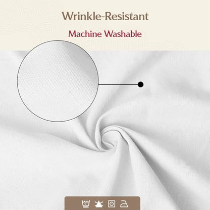 Mayfair Linen 3 Ply White Linen Curtains 72 Inch Length 2 Panels Set - Bedroom Living Room Curtains 72 Inches Long, Rod Pocket Back Tab Textured Window Drapes Semi Sheer Light Filtering Panel (White)