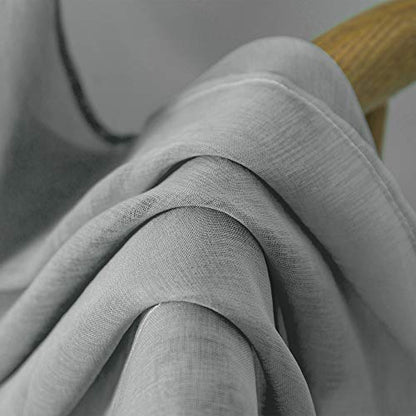 DUALIFE Grey Sheer Curtains 63 Inch Length,Faux Linen Semi Sheer Curtain Drapes for Living Room Bedroom Nursery Kitchen Bathroom Privacy Voile Window Treatment Panels,Gray,52 x 63 Inches,Set of 2 - color: Grey, size: 52"W x 63"L (Pack of 2)