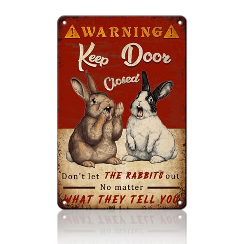 PEACHGARDEN Rabbit Vintage Metal Sign No Matter What the Rabbits Say Funny Wall Decor for Home Farmhouse Outdoor Yard Bar 8x12inch - color: Funny Rabbit 1, size: 20X30cm(12*8in)