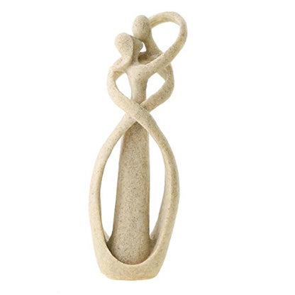 Winterworm Handcrafted Couple Kissing Lovers Abstract Figure Sandstone Statue for Crafts Wedding Valentine's Day Gifts Home Decoration
