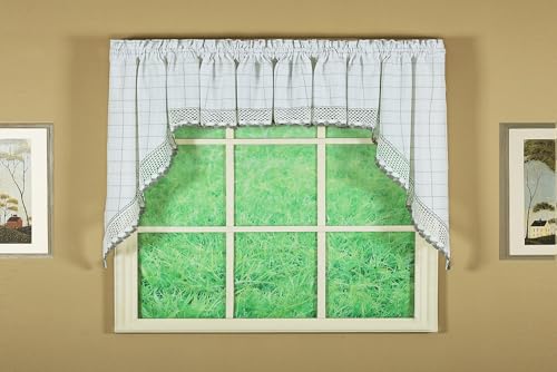 Today's Curtain Adirondack 2-Tone Crochet Swag 38", White/Gray, 60W x 38L - color: White/ Gray, size: 60"W x 38"L (Pack of 1)