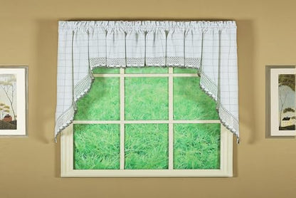 Today's Curtain Adirondack 2-Tone Crochet Swag 38", White/Gray, 60W x 38L - color: White/ Gray, size: 60"W x 38"L (Pack of 1)