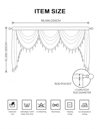 Molaxhome White Lace Window Valance Curtains Swag Victorian Gothic Style - color: White, size: 98.4"W x 41.3"L (Pack of 1)