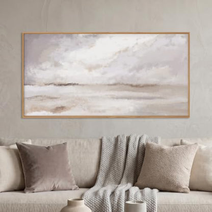 DRACIT Large Neutral Abstract Framed Canvas Wall Art Set-20"x40" - color: Beige Neutral Abstract Wall Art, size: 40"L x 20"W
