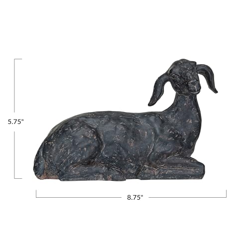 Creative Co-Op Resin Lying in Rest Goat Accent Décor with Cast Iron Finish, Black - size: 8-3/4"L x 4"W x 5-3/4"H