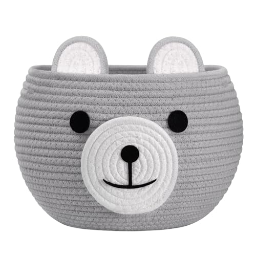 CherryNow Baby Basket for Gifts Empty, Cute Bear Design, Light Grey - color: Light Grey, size: 10.5"D x 8.5"H