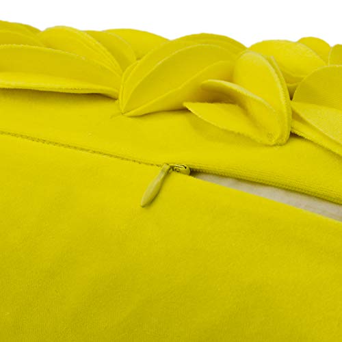 KINGROSE Velvet 3D Floral Lumbar Throw Pillow Cover, York Yellow, 12x20 in - color: York Yellow - Velvet