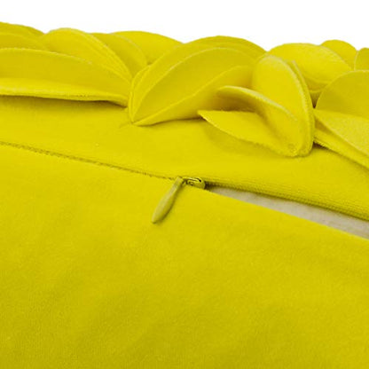 KINGROSE Velvet 3D Floral Lumbar Throw Pillow Cover, York Yellow, 12x20 in - color: York Yellow - Velvet