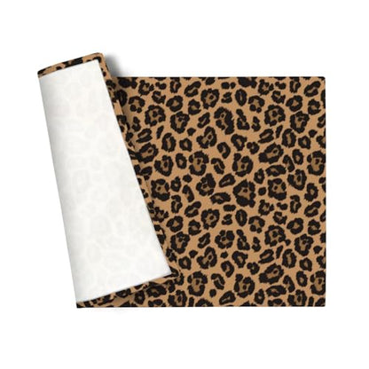 Black Brown Leopard Placemats Set of 4 Linen Washable 12x18 inch - color: Leopard