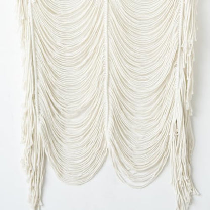 Macrame Curtain Handmade Boho Doorway Window Divider Fiber Art 41" W*75" L - color: Ivory1