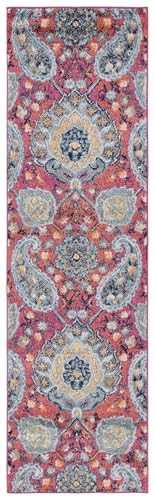 SAFAVIEH Madison Collection Runner Rug - 2'3" x 14', Fuchsia & Gold, Boho Chic Glam Paisley Design, Non-Shedding & Easy Care, Ideal for High Traffic Areas in Living Room, Bedroom (MAD600A) - color: Fuchsia/Gold, size: 2'3" x 14' (Runner)