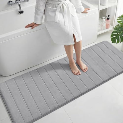 Yimobra 60"x24" Extra Long Memory Foam Bath Mat, Super Soft Bath Rug - color: Grey, size: 60" X 24"
