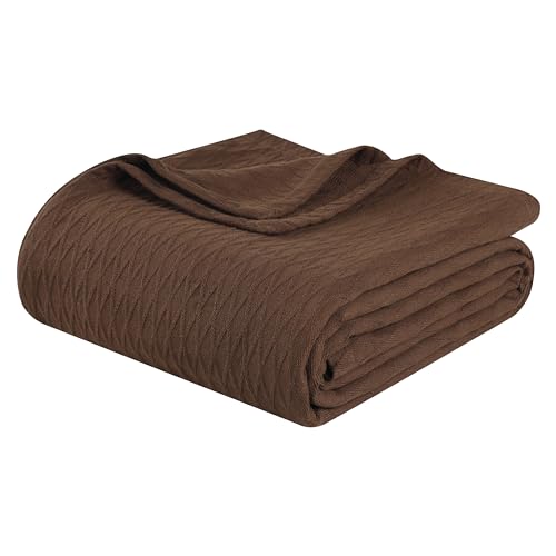 Superior Cotton Blanket, Lightweight, Breathable Bedding, Throw, Chocolate - color: Chocolate, size: Throw