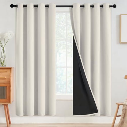 SimpleHome Cream 100% Blackout Curtains Room Darkening Living Room 72 Inch - color: Cream, size: 52"W x 72"L (Pack of 2)
