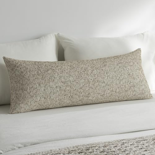 Pack of 1 Neutral Lumbar Pillow Covers 14x36 Boho Textured Dots Stripe Chenille Rectangular Long Decorative Body Pillow Cases Accents for Living Room Couch Bed Farmhouse Home Decor, Taupe - color: Taupe, size: 36" x 14" (Pack of 1)