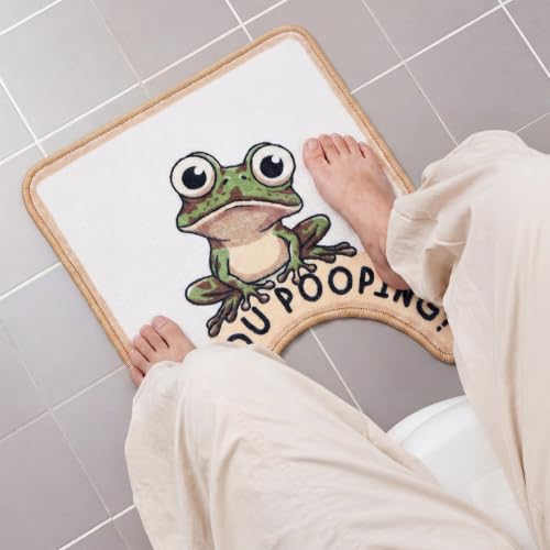 Drydiet U Shaped Toilet Rug Washable Cute Bath Mat 24x20,Frog - style: Frog