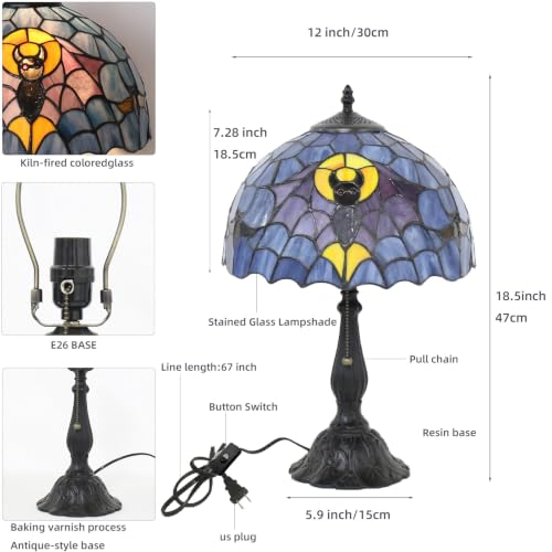 Tiffany Style Table Lamp,Gothic Bat Desk Lamp,Stained Glass lamp - color: Bat