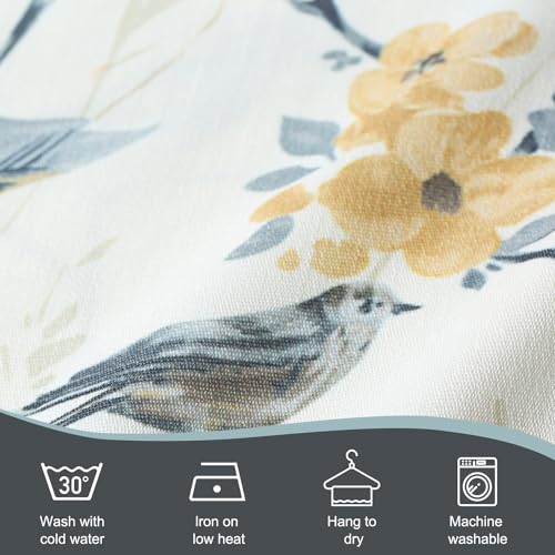 VOGOL Faux Linen Bird Print Curtain Valance, 54 x 18, 1 Panel, Gray - color: Grey, size: 54"W x 18"L (Pack of 1)