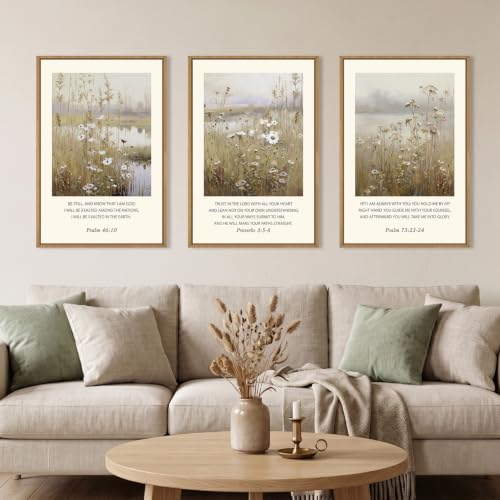 Celestdeco Vintage Christian Bible Verses Framed Canvas Wall Art-24"x36"x3 - color: Bible Verses Wall Art, size: 24"L x 36"W