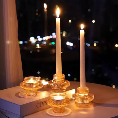 VOHO Set of 6 Champagne Gold Taper Candle Holders for Table Centerpiece - color: Gold