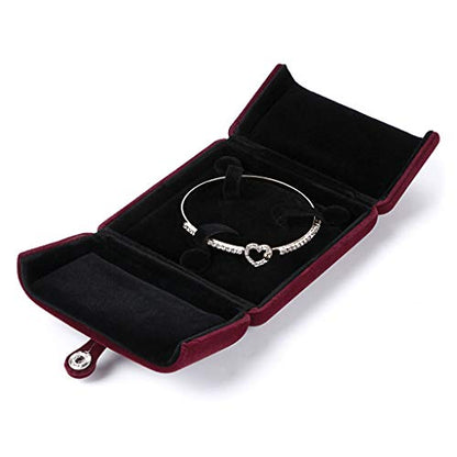 MDLUU Velvet Bracelet Box, Double Open Jewelry Gift Box, Bangle Holder Case for Birthday, Wedding, Valentine's Day, Anniversary (Dark Red) - color: dark red