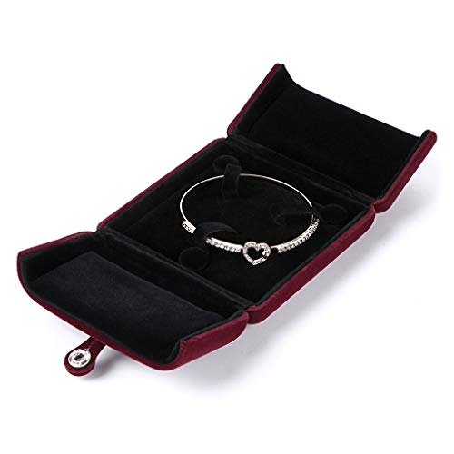 MDLUU Velvet Bracelet Box, Double Open Jewelry Gift Box, Bangle Holder Case for Birthday, Wedding, Valentine's Day, Anniversary (Dark Red) - color: dark red