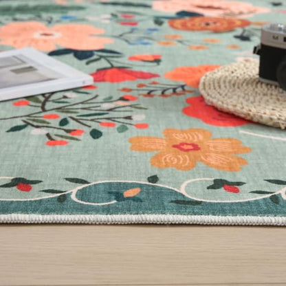 Rugcomf Runner Rug 2x5 Washable, Green - color: Green, size: 2' x 5' (Rectangular)