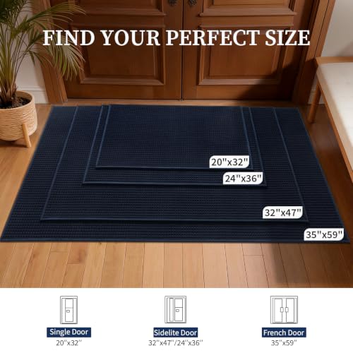 YIHOUSE Indoor Door Mat 24" x 36", Non-Slip Washable Entryway Mat, Dirt Trapper Absorbent Entrance Mat, Low Profile Floor Mat for Front/Back Door, Entryway, Dark Blue - color: Dark Blue, size: 24"x36" (Rectangular)