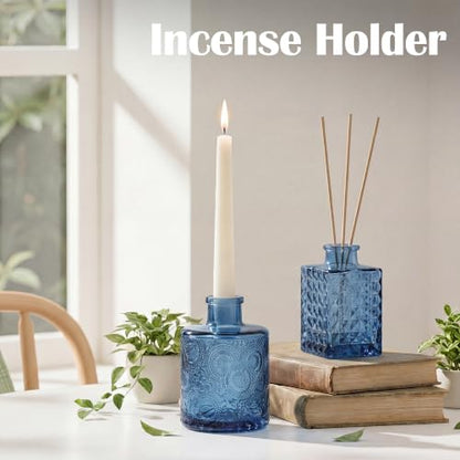 Glass Bud Vases in Bulk Small Mini Dark Blue Vase for Flowers 17pc - color: Dark Blue