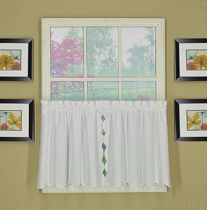 Today's Curtain, Orleans Scallop Curtain, White 24" Tier Pair, 60" W x 24" L, White - color: White, size: 60"W x 24"L (Pack of 1)