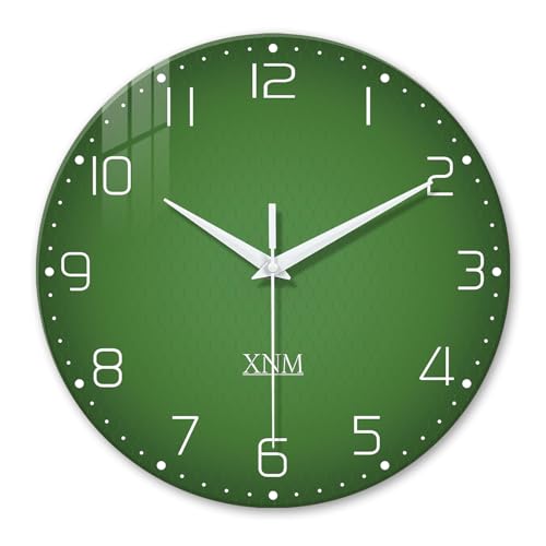 XNM Glass Minimalist Green Wall Clock 12 Inch - color: Green, size: 12 Inch