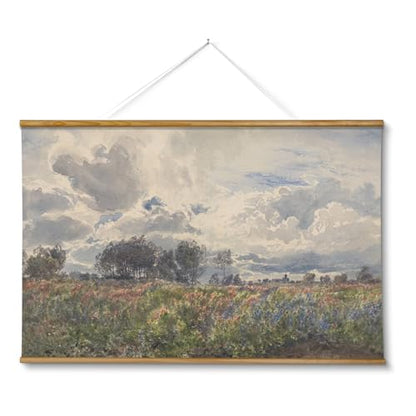 ARPEOTCY Extra Large Framed Wall Art, Retro Sky Field Landscape, 36x54In - color: Windy Countryside