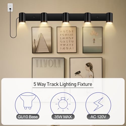 BoostArea LED Plug in Track Light Kit, Matte Black 5-Light - color: 5 Light-Black