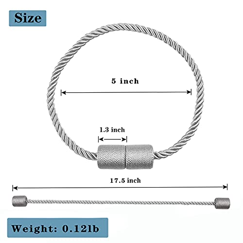 Magnetic Curtain Tiebacks Holdbacks Decorative Tie Backs for Windows Porlau - color: Grey