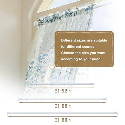 GXOACKJ White Shower Curtain Rods - 31-68 Inch Spring Tension Shower Rods for Bathroom, Adjustable, No Drilling, No Rust, Stainless Steel - color: White, size: 31-68 inches