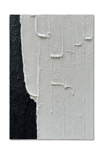 NANKAI Art 36x24-inch Hand-Painted Black and White Texture Decorative Paintings Contemporary Minimalist Abstract Oil Paintings, Home Living Room, Corridor and Wall Art - color: Nkhb335