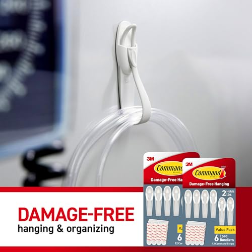 Command Plastic Cord Bundlers, Damage-Free Cable Organizer, No Tools Required, 12 Gray and 24 Adhesive Strips - size: 12 Cord Bundlers