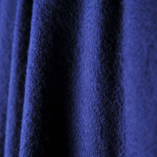 CUDDLE DREAMS Premium Cashmere Throw Blanket with Fringe (Navy) - color: Navy